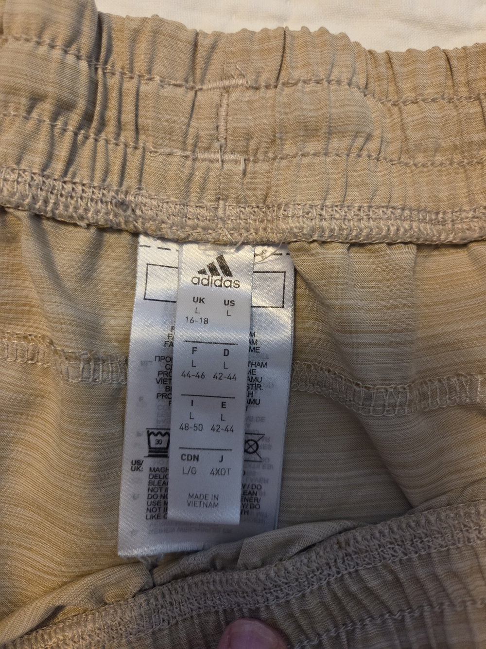 adidas Beige Athletic Shorts with Brown Side Stripes - Picture 2 of 5
